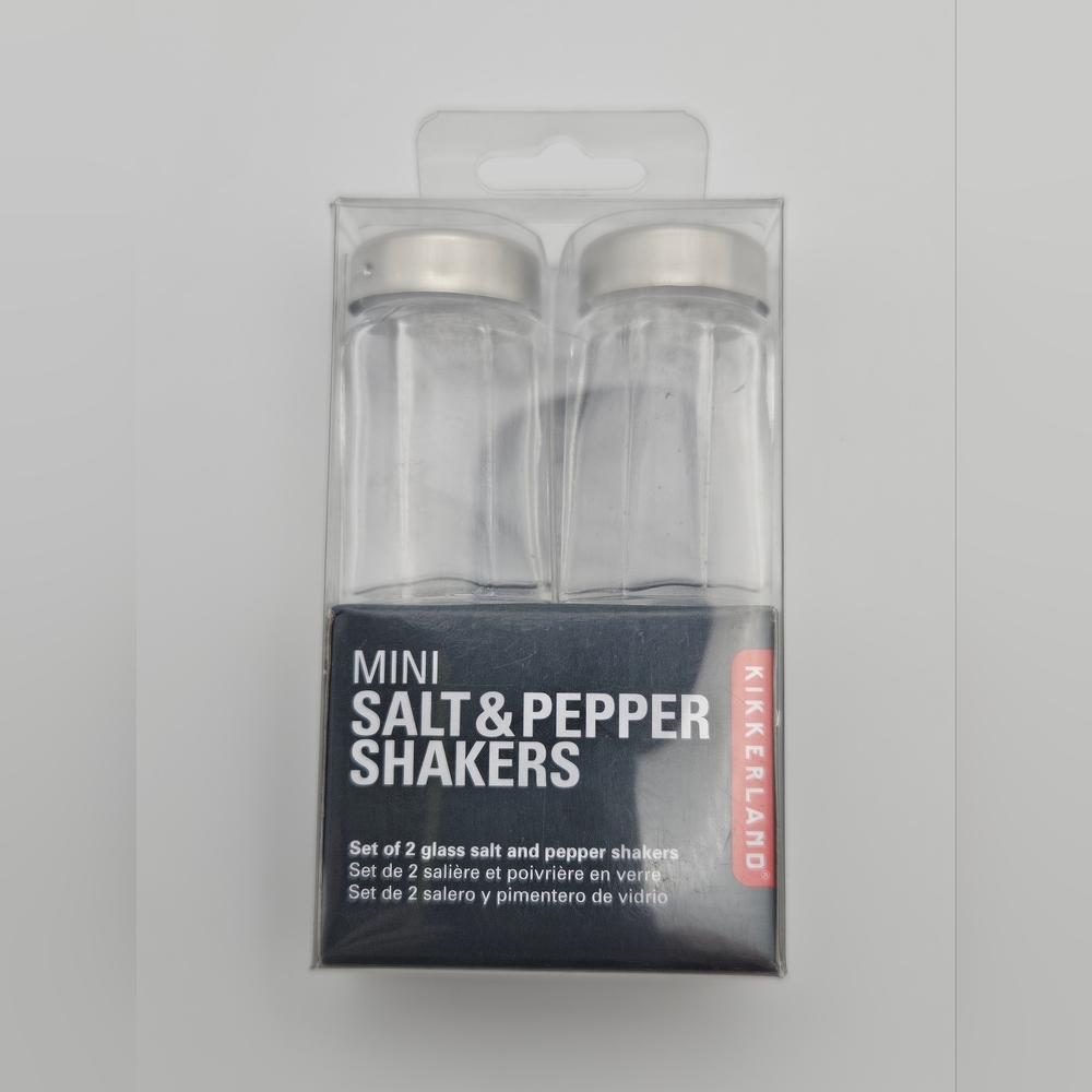Mini Salt & Pepper Shakers, NWT, Clear/Silver
